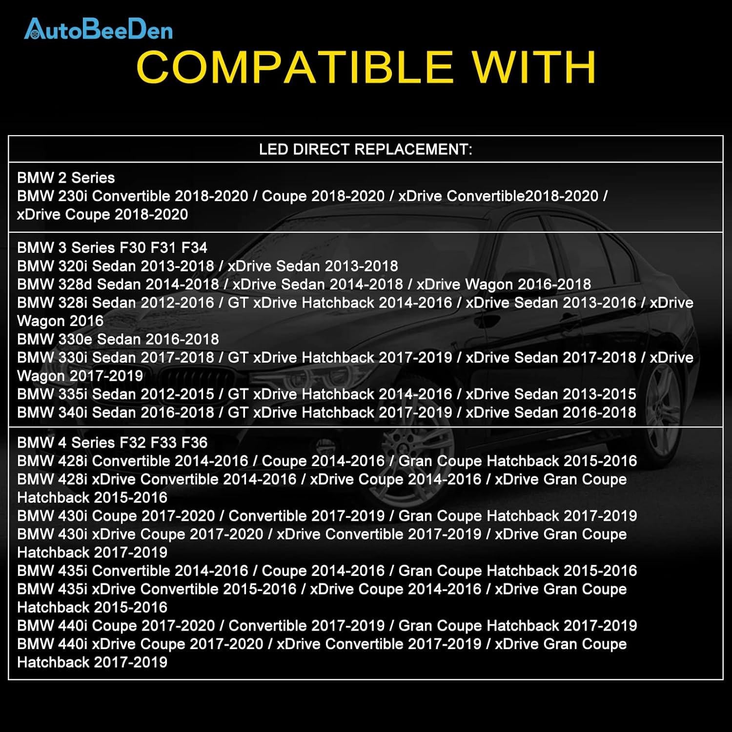 Luces Antiniebla LED AutoBeeDen para BMW Series 2 3 4 2012-2020