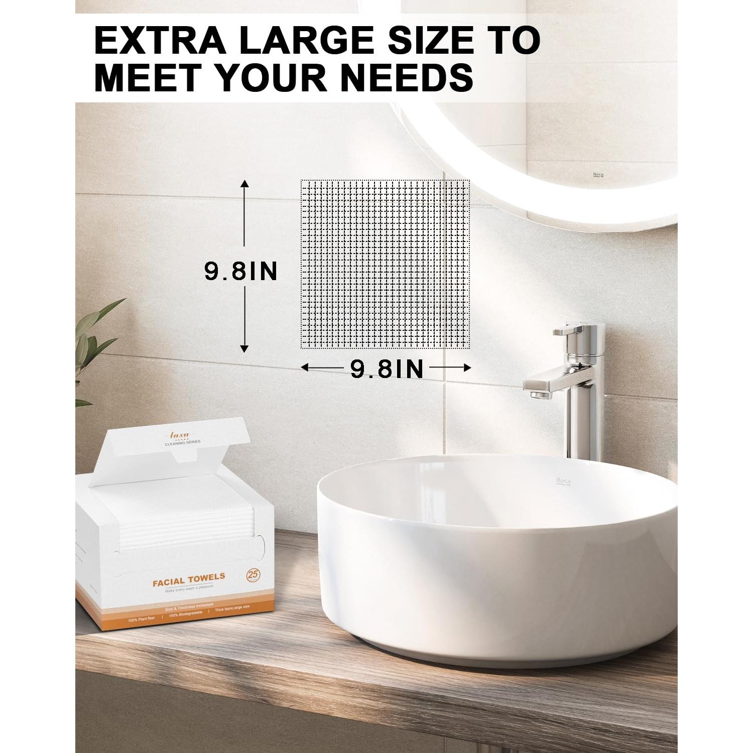 Toallas Faciales LUXU Desechables 25 Piezas Suaves y Gruesas