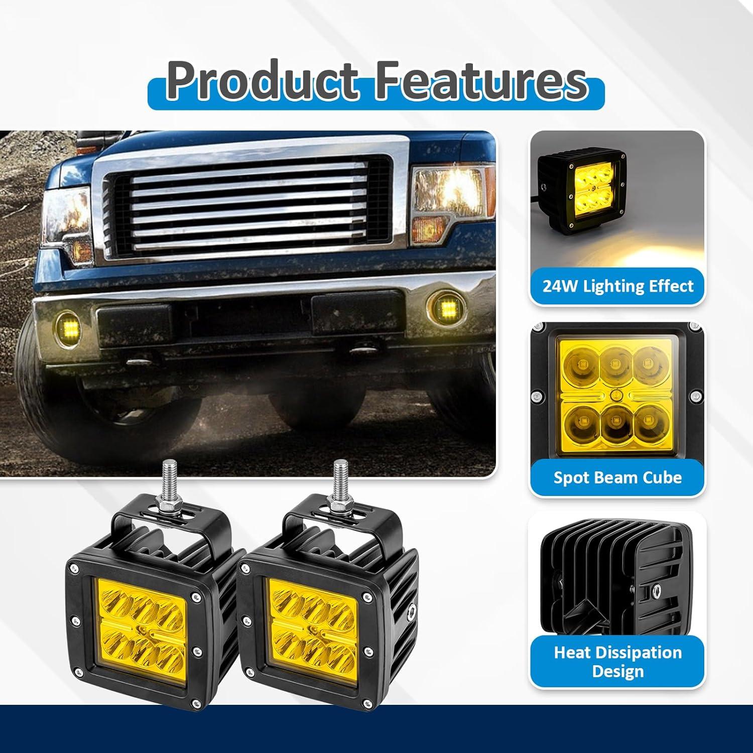 Cubo de Luz LED Ámbar Wsays 6x con Soporte para Ford F150 Raptor 2021-2024