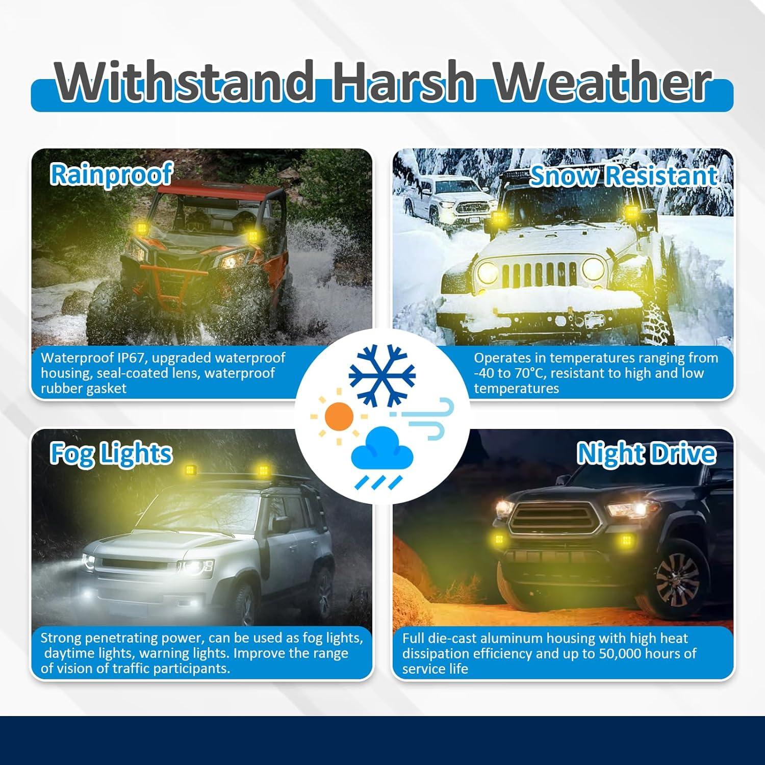 Cubo de Luz LED Ámbar Wsays 6x con Soporte para Ford F150 Raptor 2021-2024