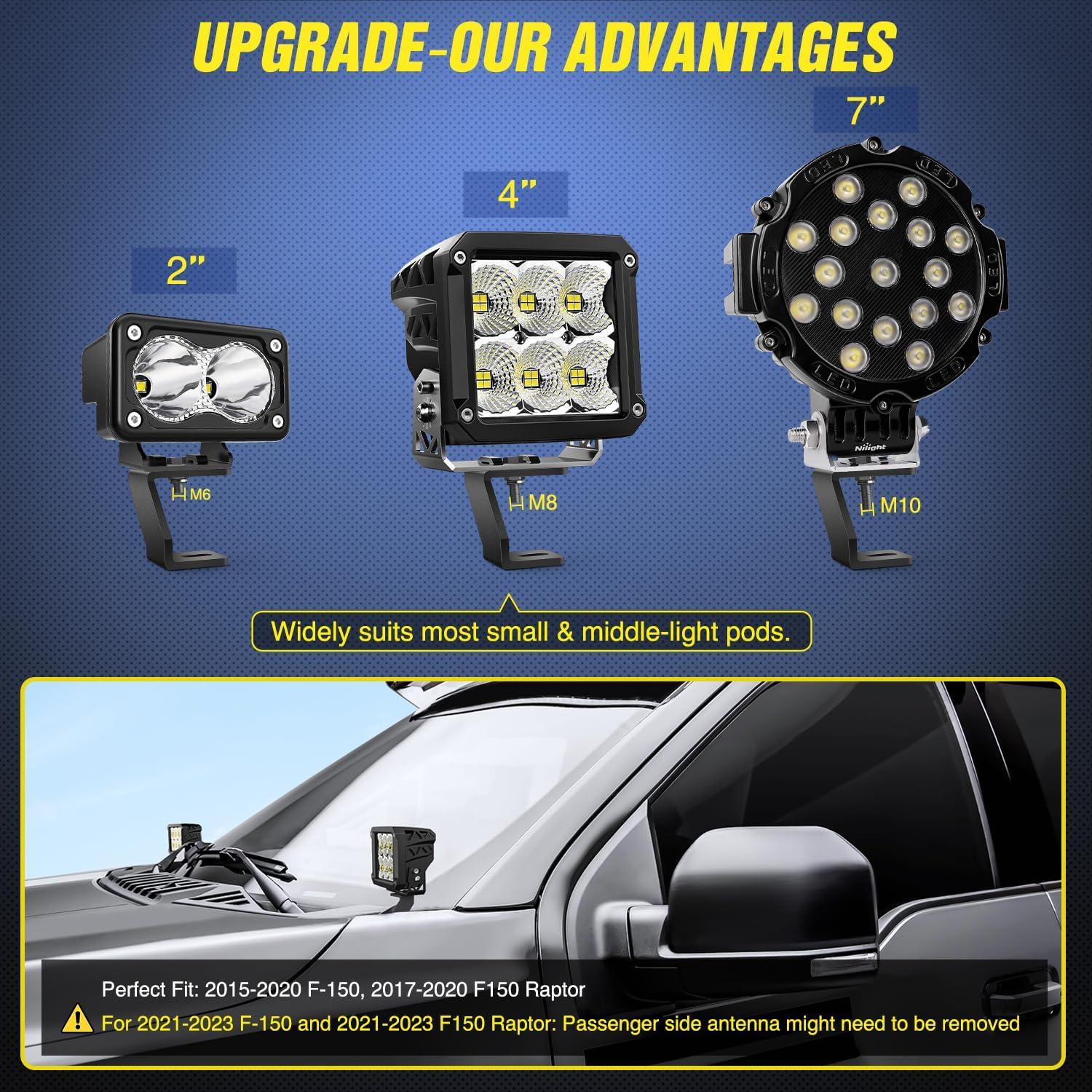 Soporte de Luz Nilight para Capó F150 Raptor 2017-2023