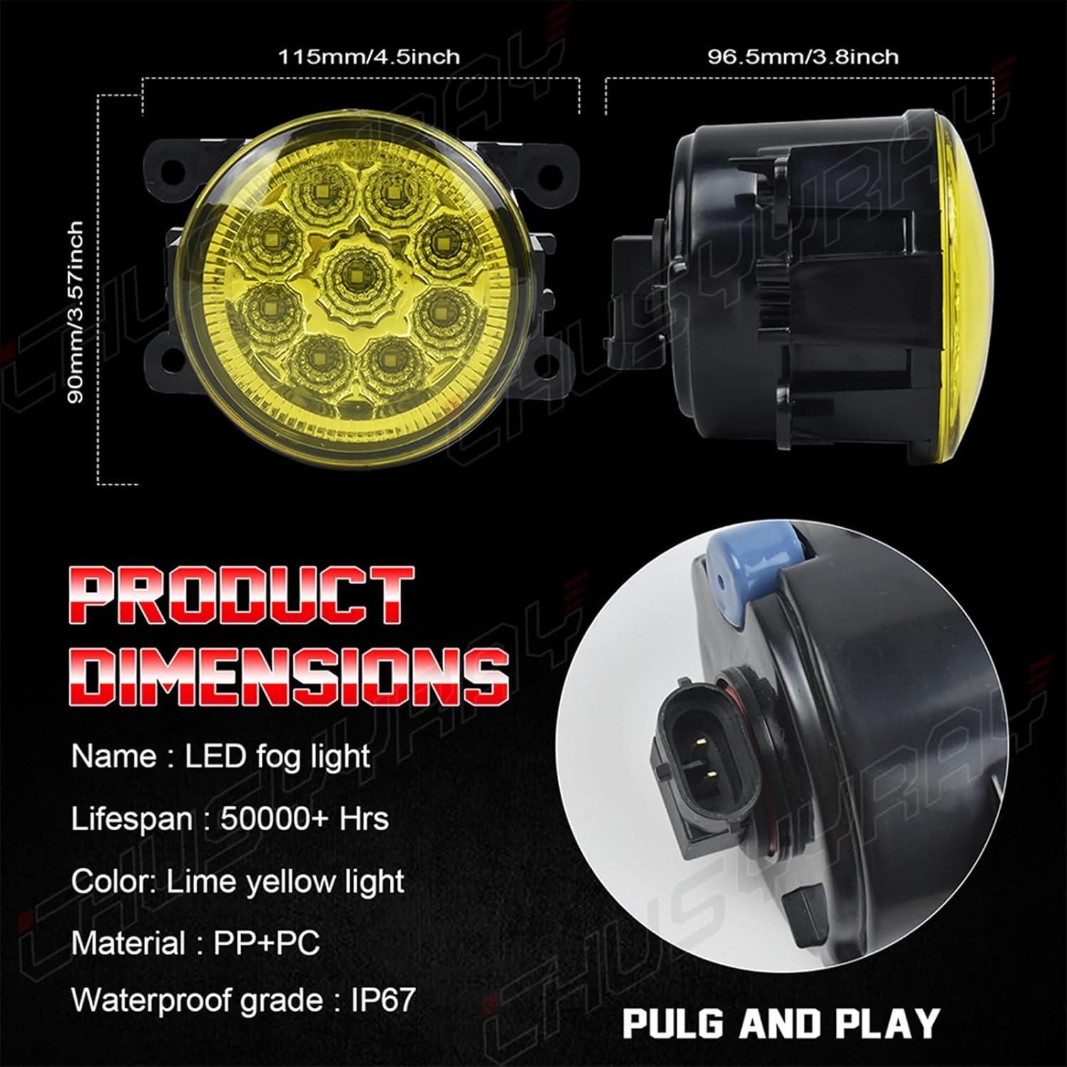 Luces Antiniebla LED Amarillas CHUSYYRAY para Mitsubishi Lancer 2015-2017