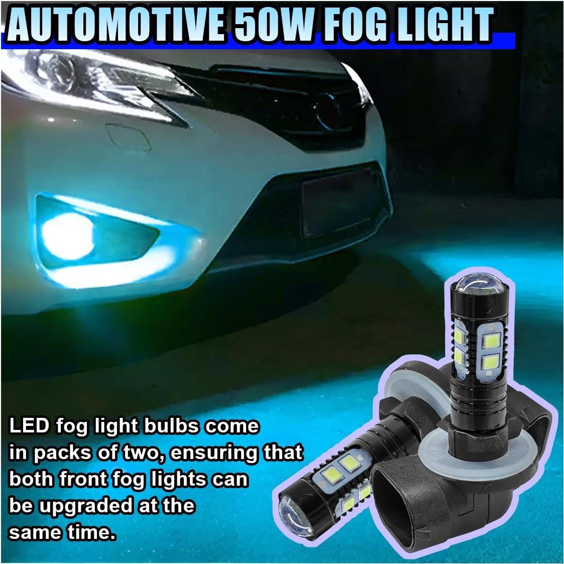 2 Bombillas de Luz de Niebla LED DUSCOKE 50W 6000K Azul Hielo