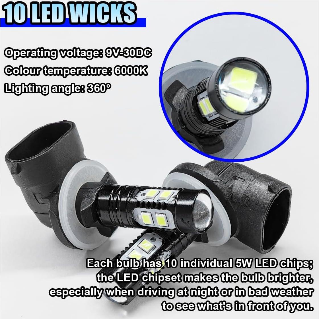 2 Bombillas de Luz de Niebla LED DUSCOKE 50W 6000K Azul Hielo