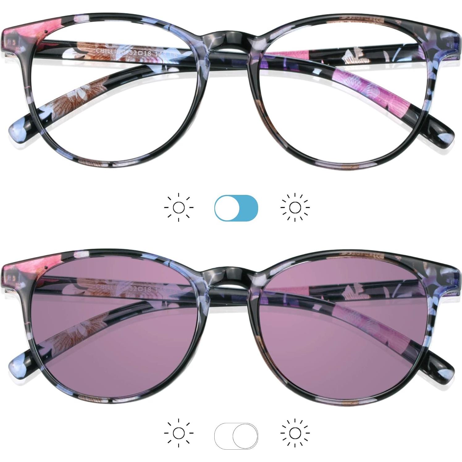 Gafas YEIN fotocromáticas rosas anti-fatiga ocular 2.0x