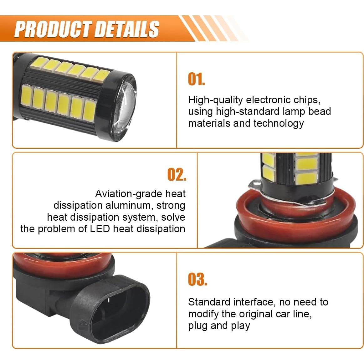 Bombillas LED de Niebla ZIMISI H11 1500 Lúmenes 6500K 2 Pcs