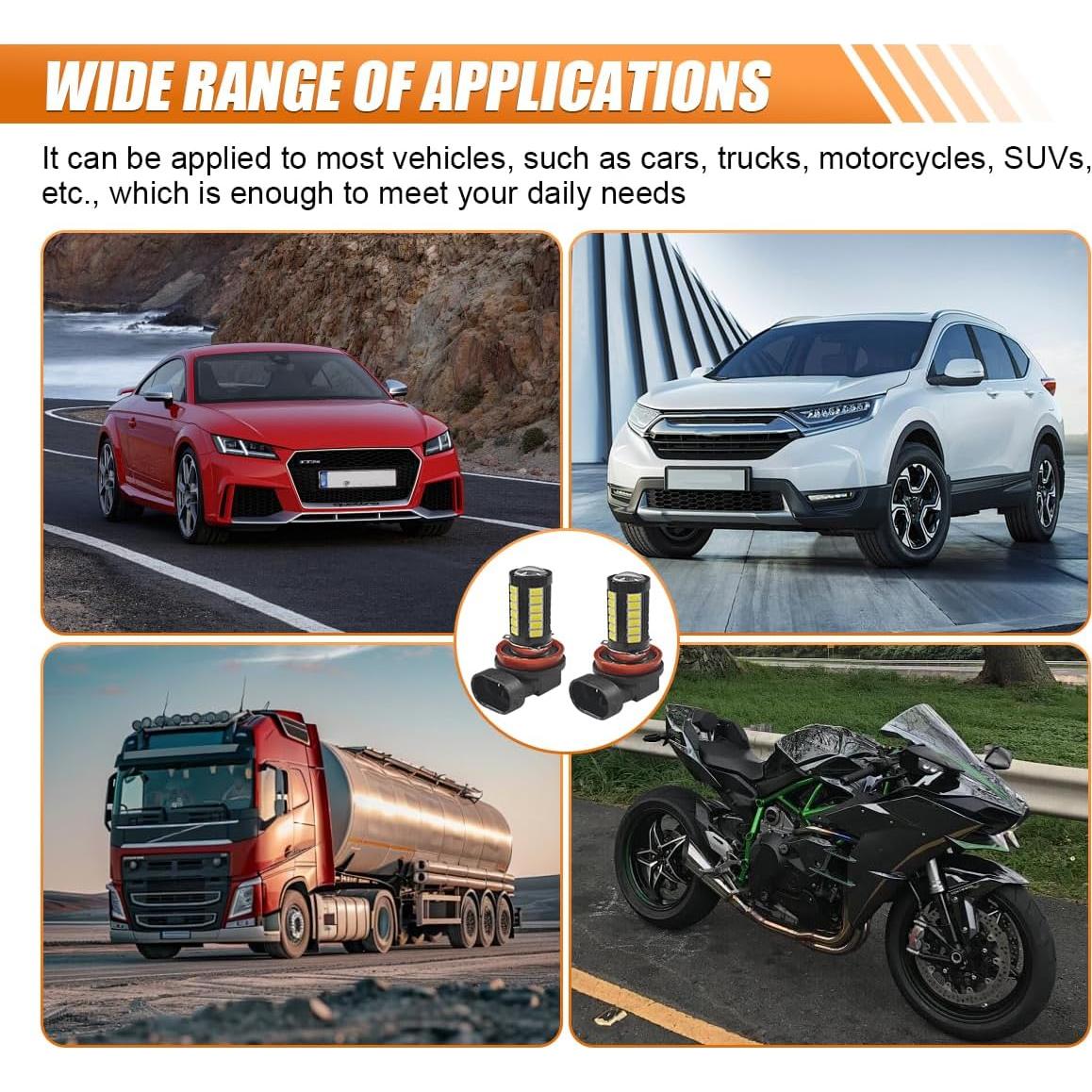 Bombillas LED de Niebla ZIMISI H11 1500 Lúmenes 6500K 2 Pcs