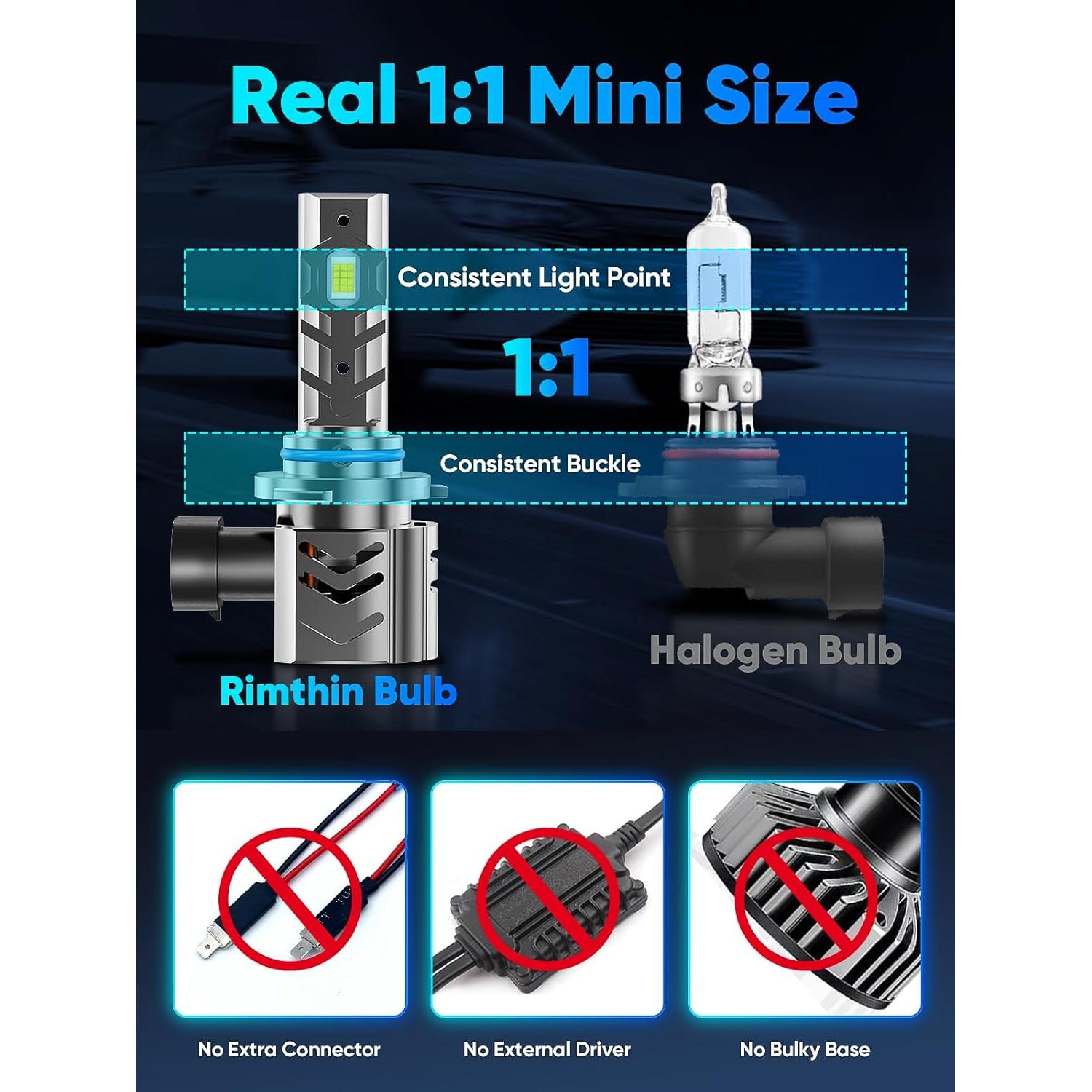 Bombillas 9006 Rimthin 35,000LM 6000K Blanco Frío - 2 Unidades