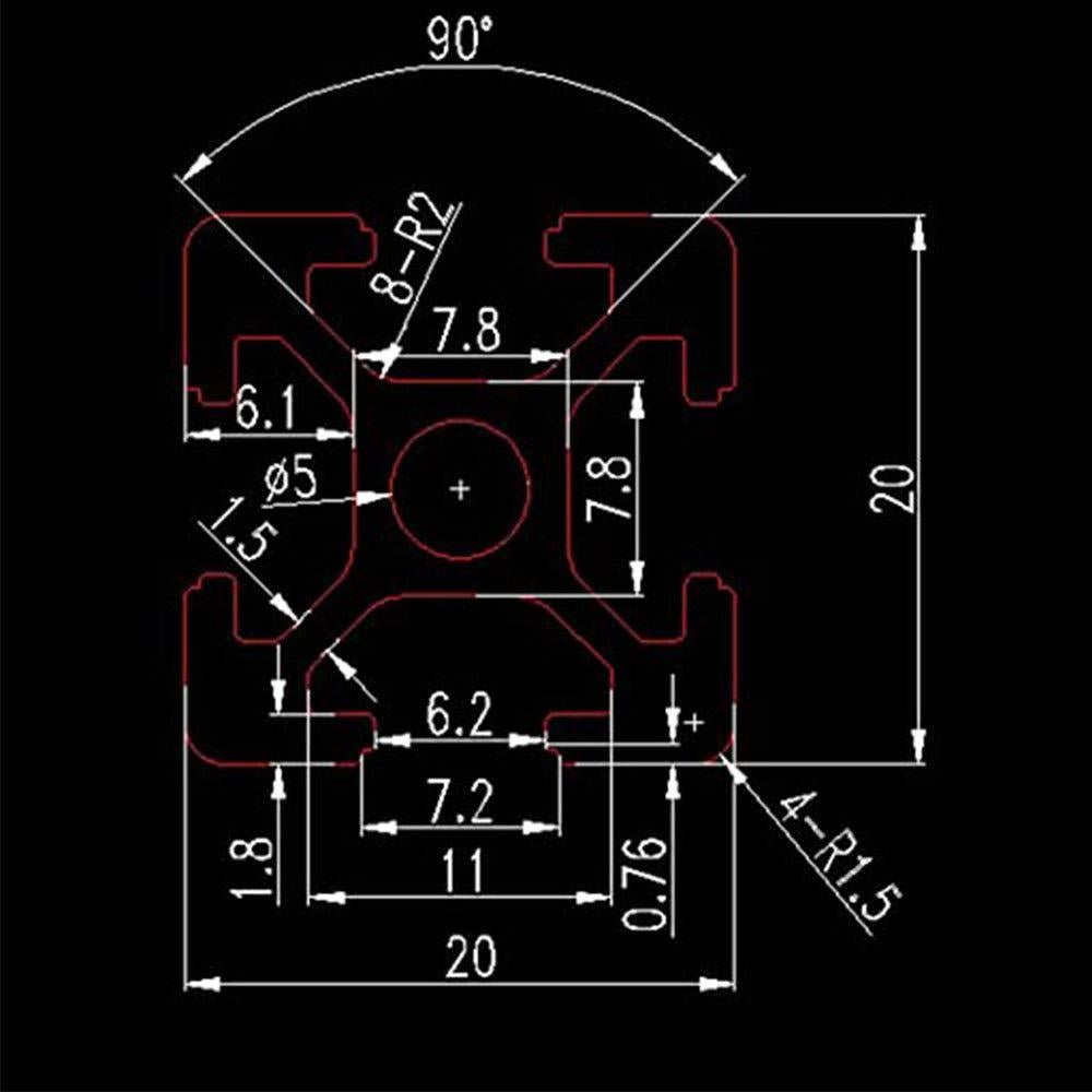 IXGNIJ 10pcs Riel Lineal Aluminio 2020 1220mm Plata