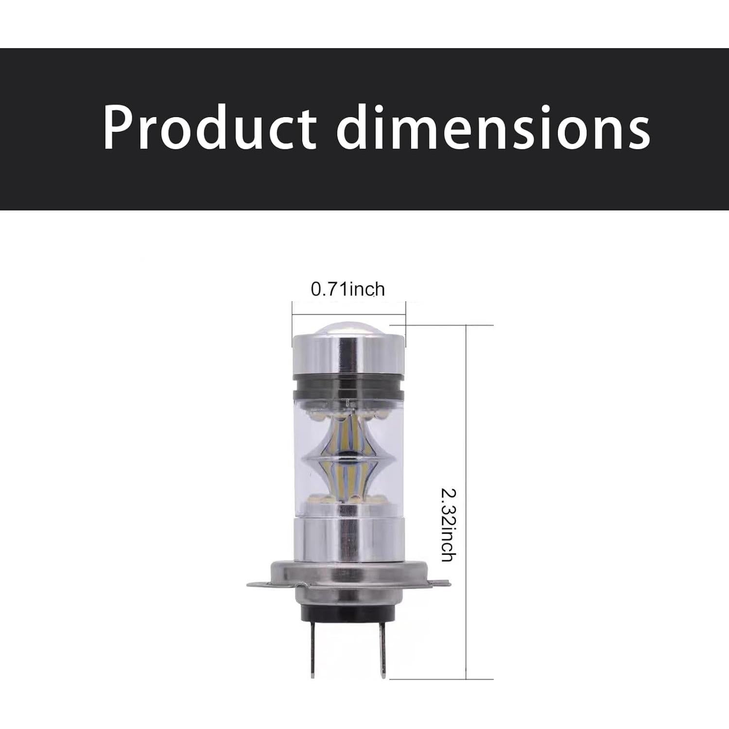2 Bombillas LED H7 Flygun 12V 100W Luz Niebla Blanca 6500K