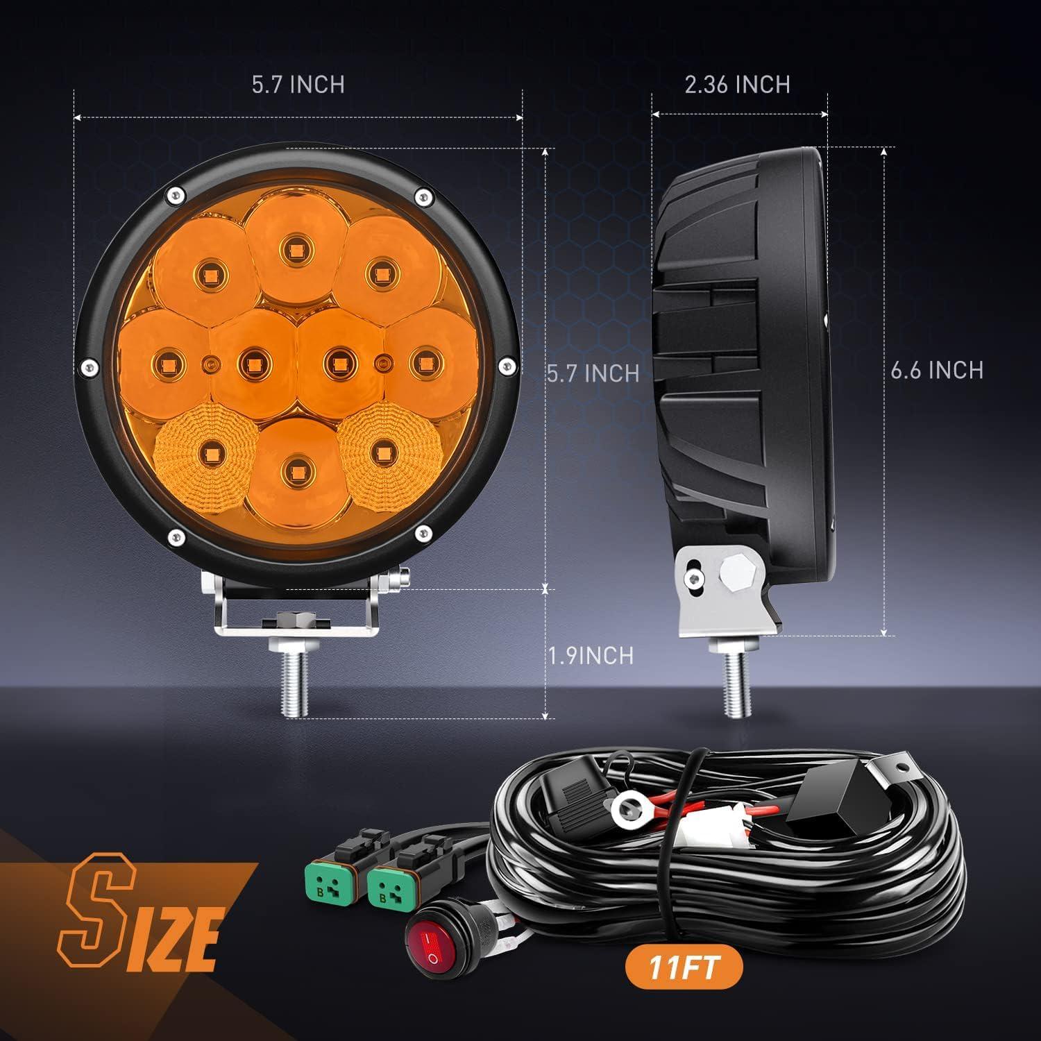 Luz LED de Conducción Nilight 50W Ámbar 5.7" IP68 Offroad