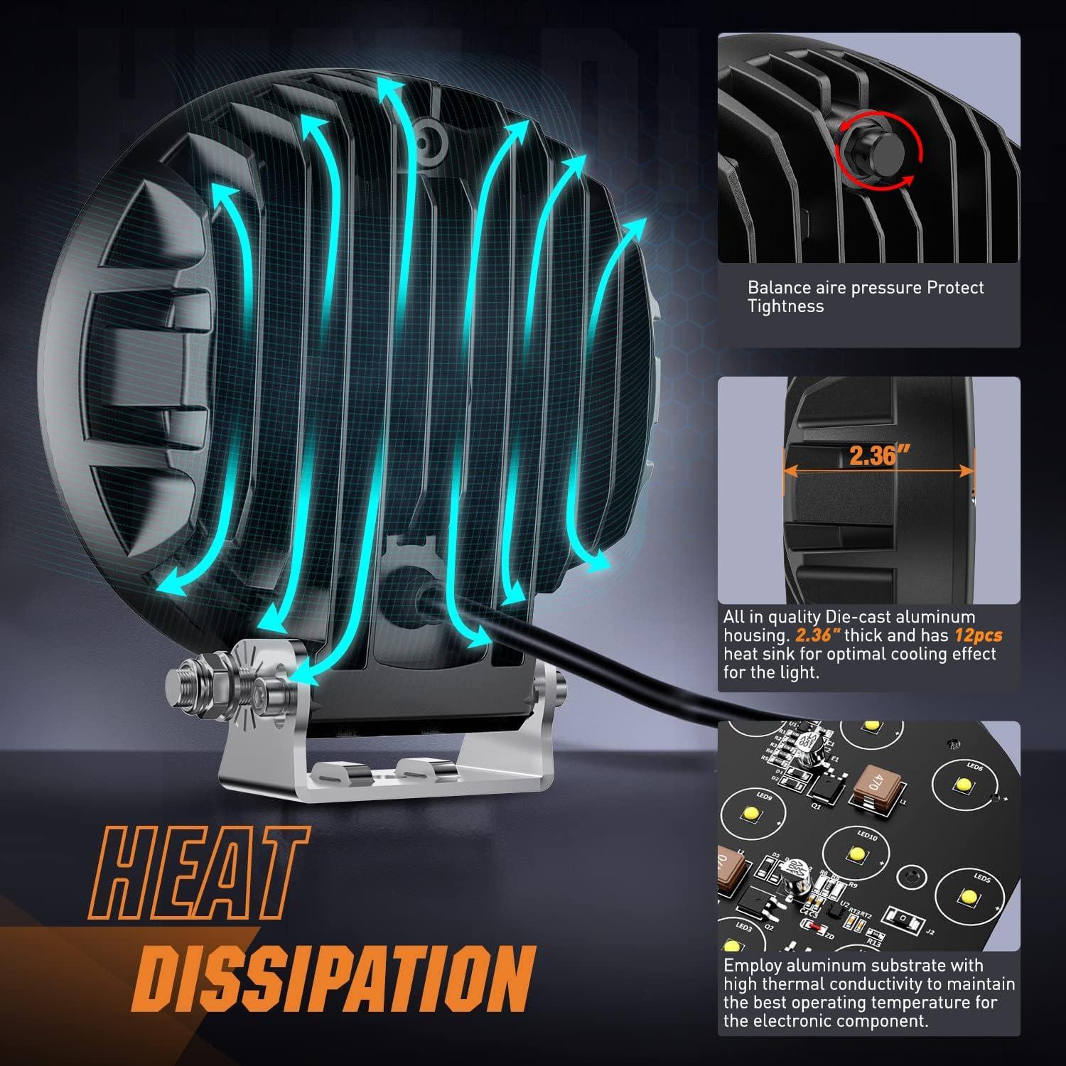 Luz LED de Conducción Nilight 50W Ámbar 5.7" IP68 Offroad