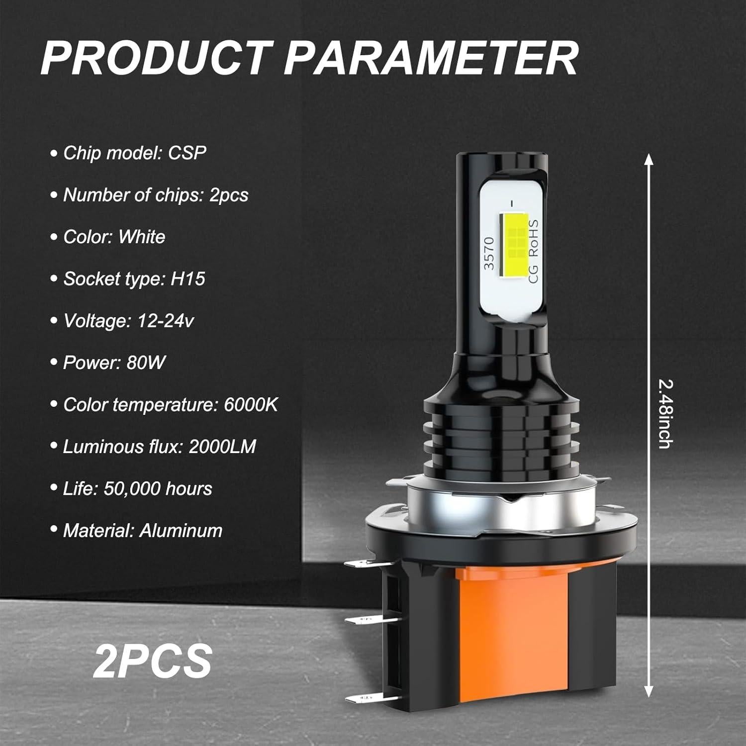 Bombillas Antiniebla H15 Yumfugu 6000K 4000LM 2 Pcs