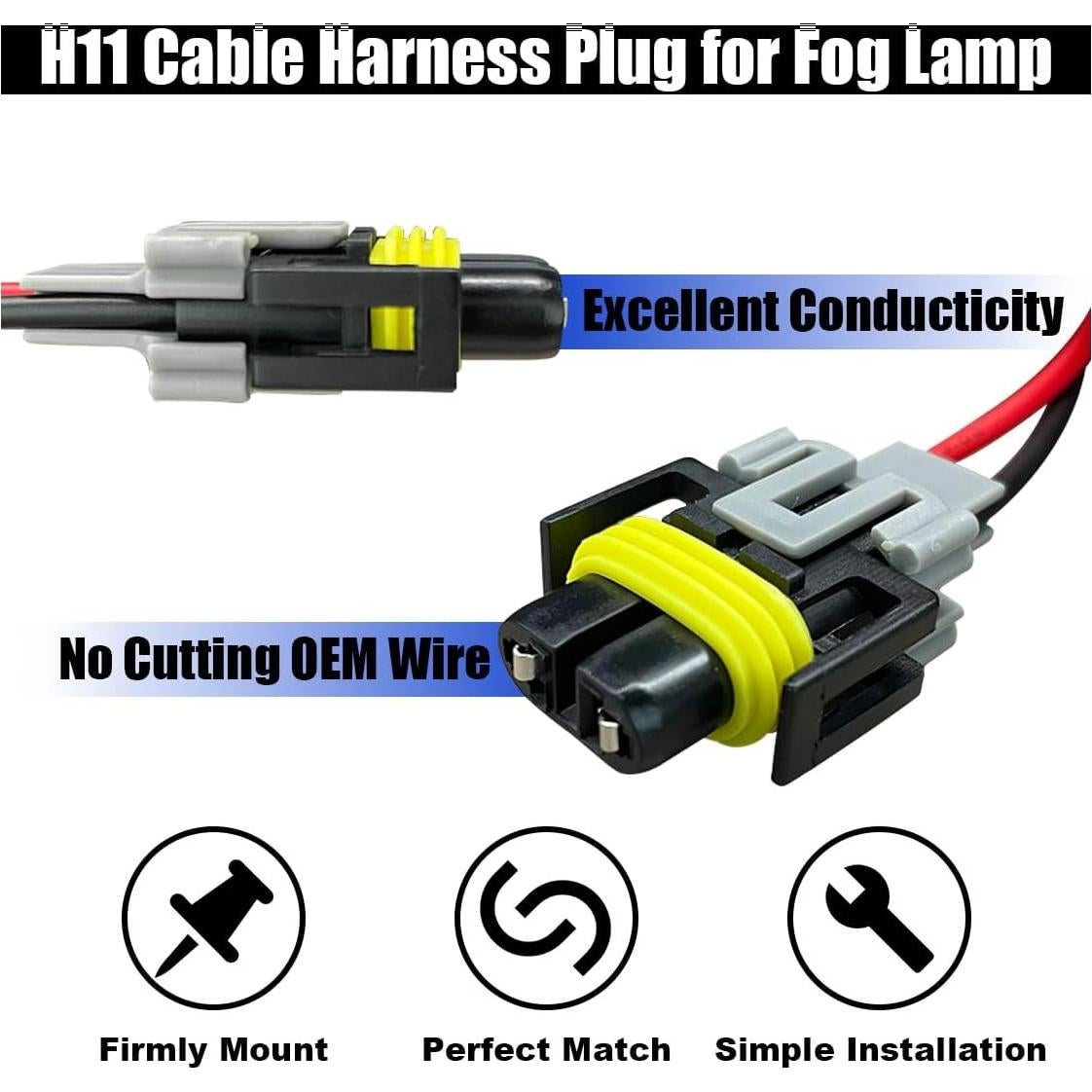 Conector de Arnés de Luz Antiniebla GLSOWEE H8/H9/H11 2PCS