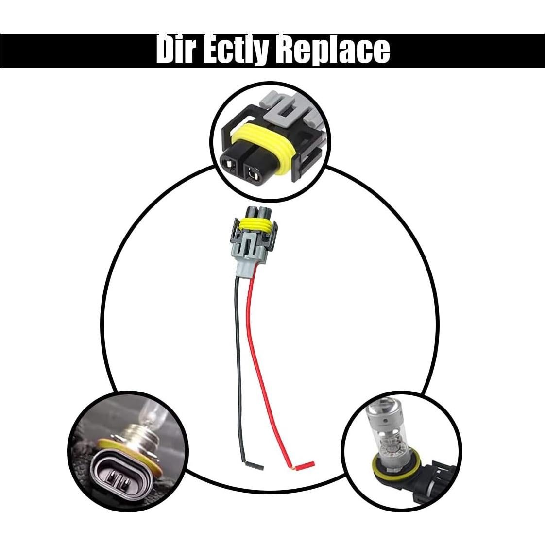 Conector de Arnés de Luz Antiniebla GLSOWEE H8/H9/H11 2PCS