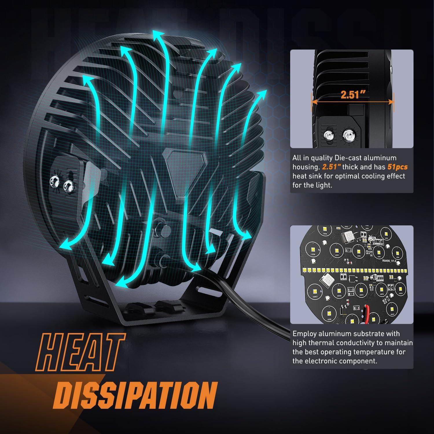 Luces LED Offroad Nilight 7 Pulgadas 90W DRL Ámbar 2PCS