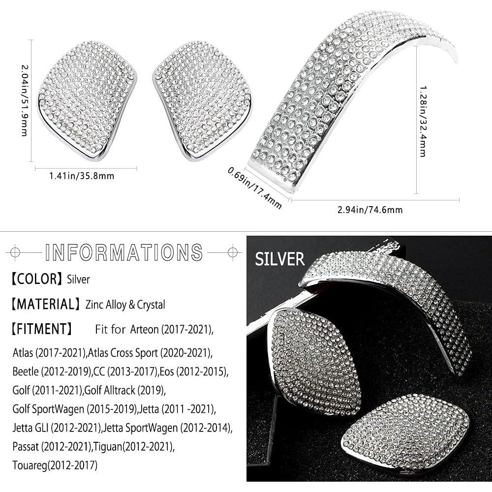 Cubiertas de Pomo de Cambio 1797 para VW Jetta Passat Tiguan Plata - 3 Piezas