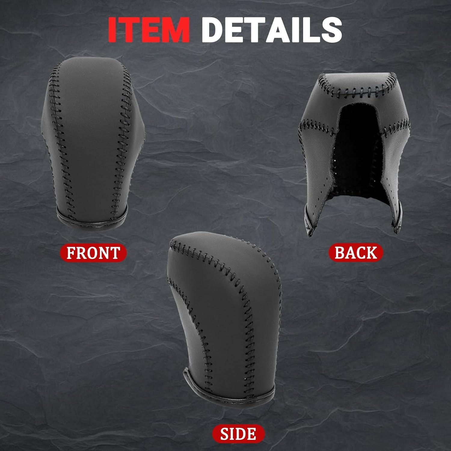 Cubierta de pomo de cambio AICARS de cuero negro para Volkswagen