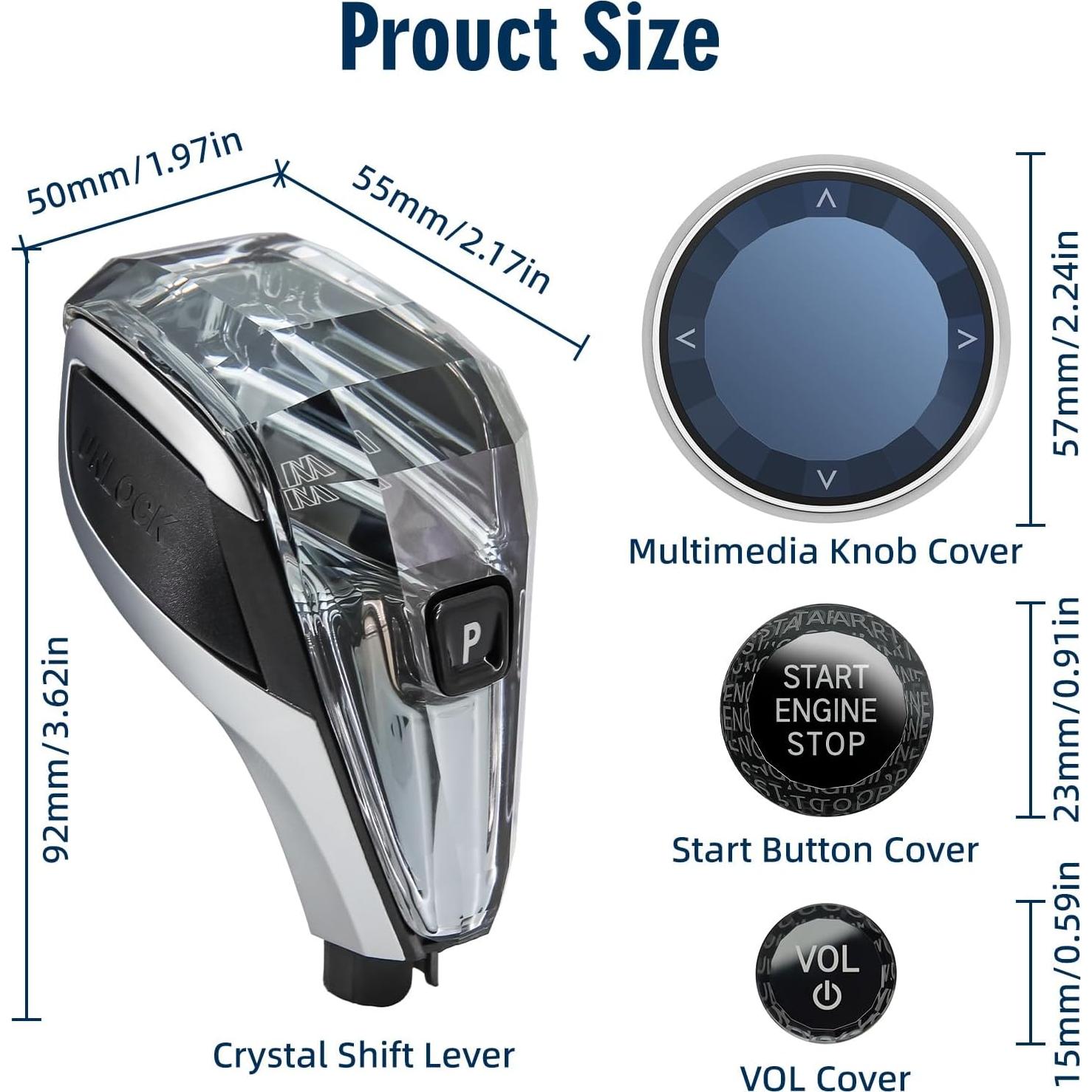 Mango de Cambio de Cristal MH para BMW LHD 4 Piezas LED Naranja