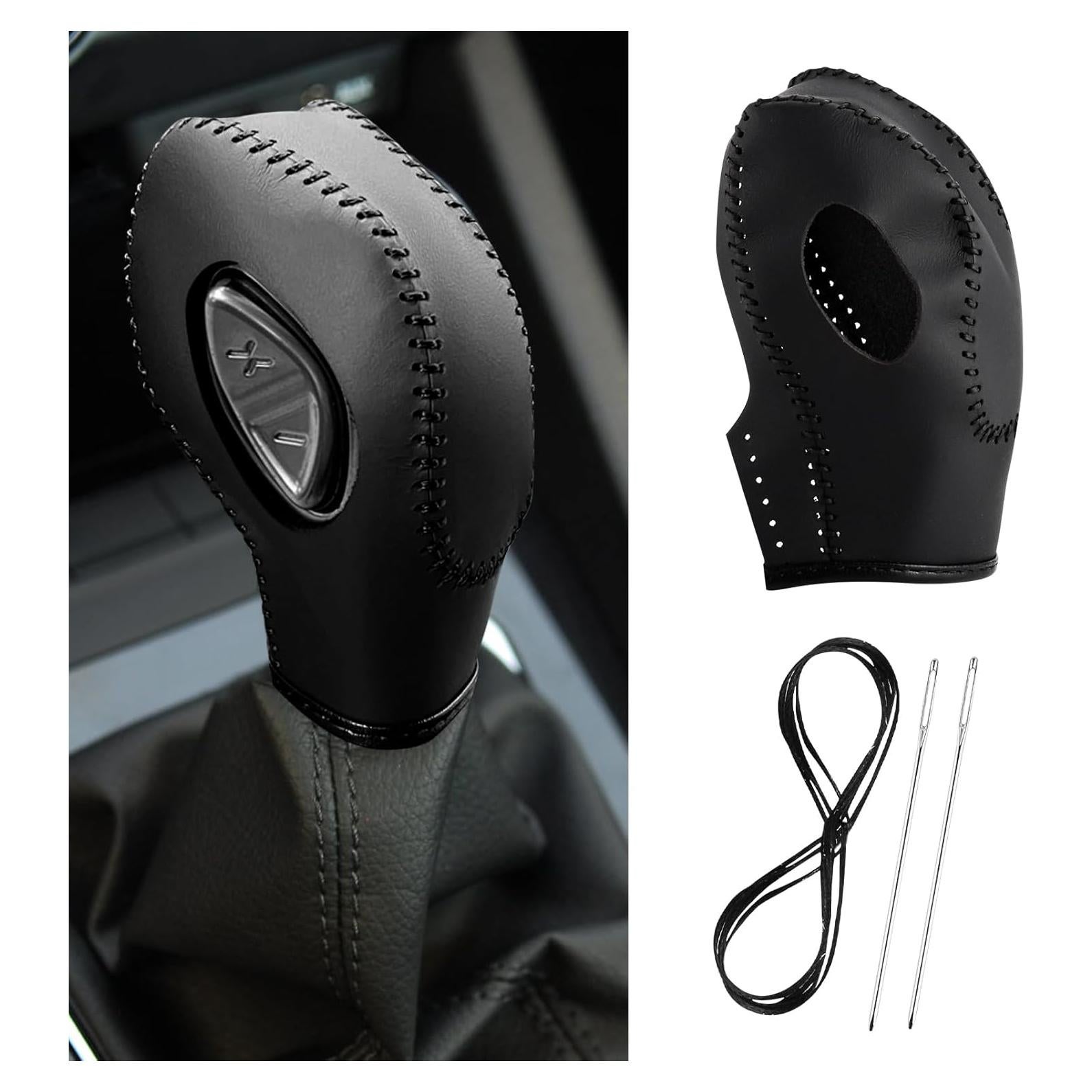 Cubierta de cuero para pomo de palanca Ford KSSZZCO Negro