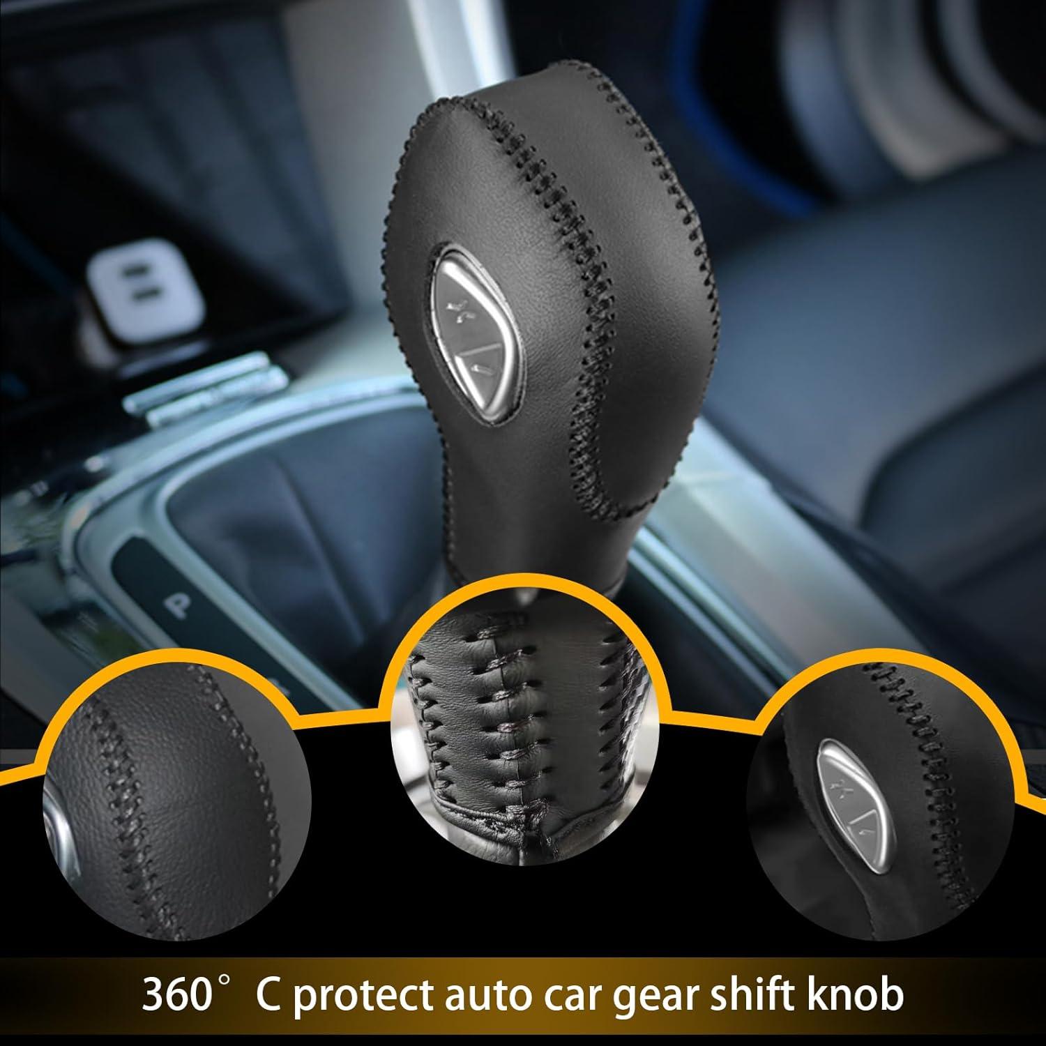 Cubierta de cuero para pomo de palanca Ford KSSZZCO Negro