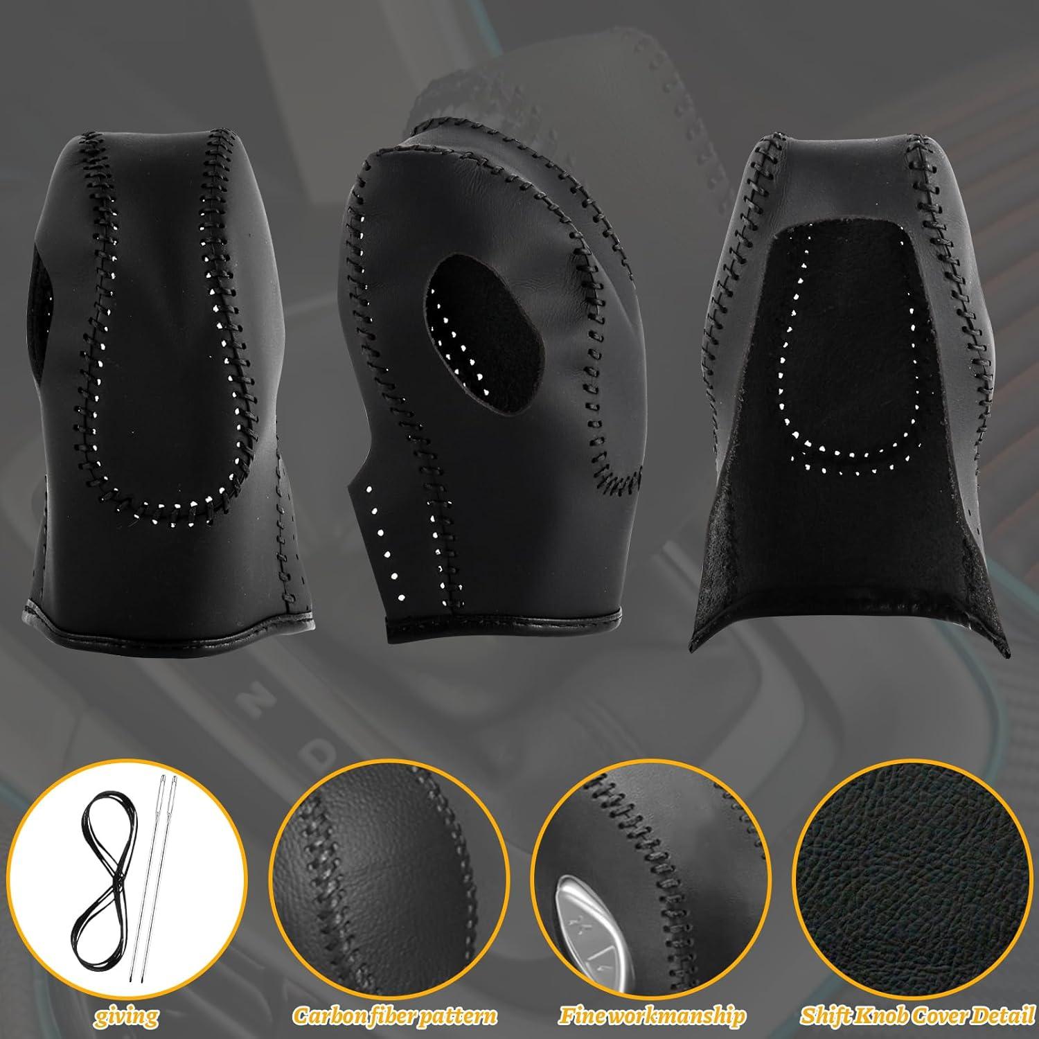 Cubierta de cuero para pomo de palanca Ford KSSZZCO Negro