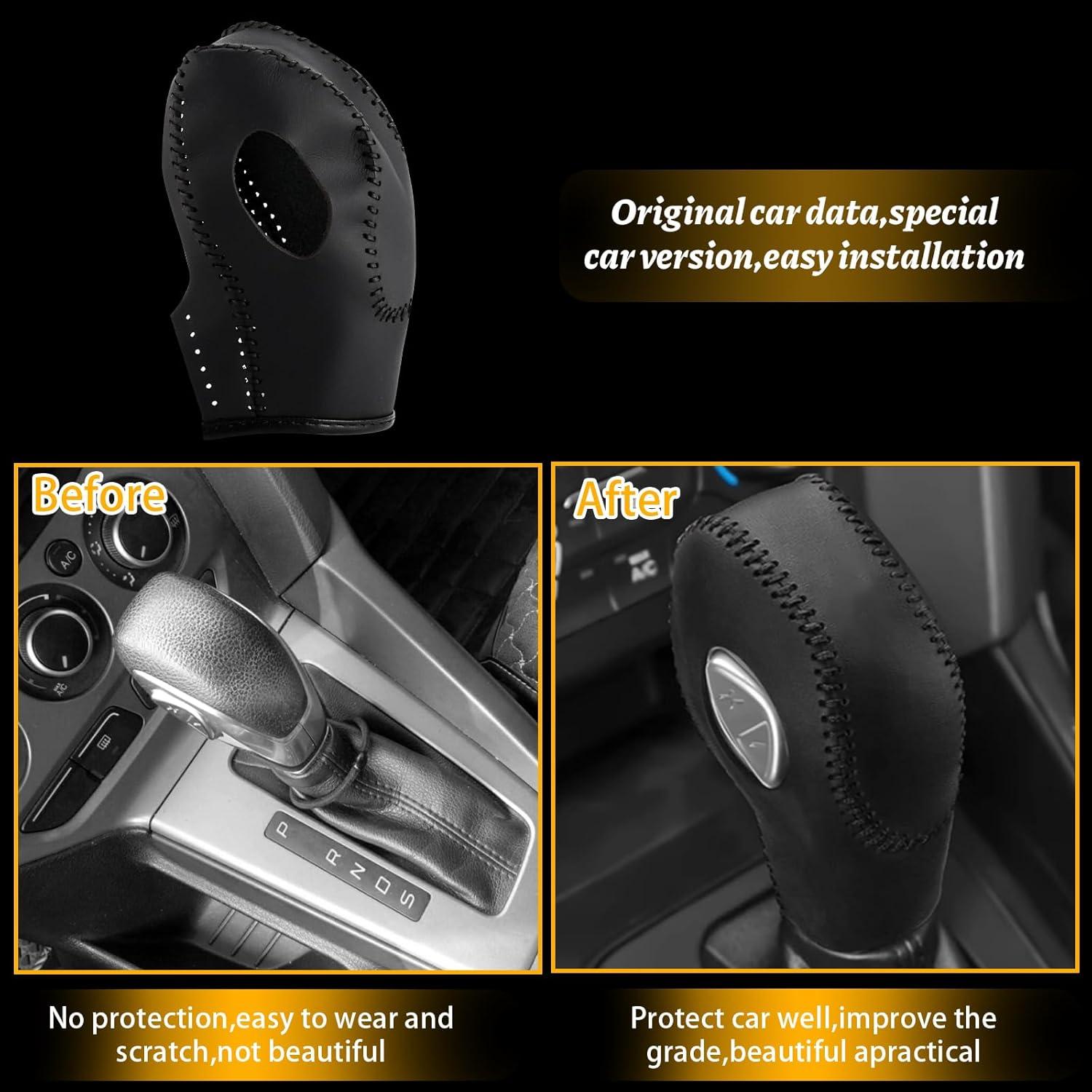 Cubierta de cuero para pomo de palanca Ford KSSZZCO Negro