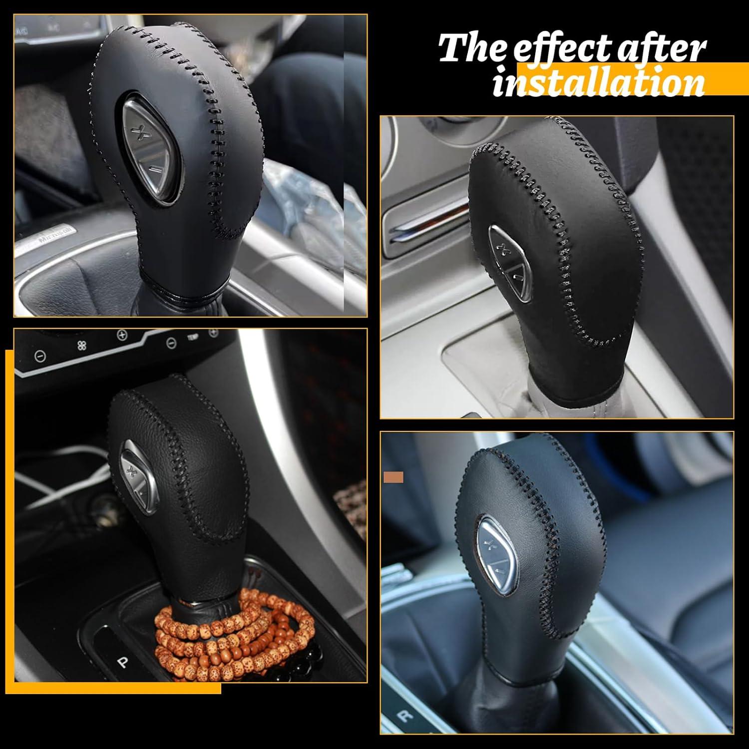 Cubierta de cuero para pomo de palanca Ford KSSZZCO Negro