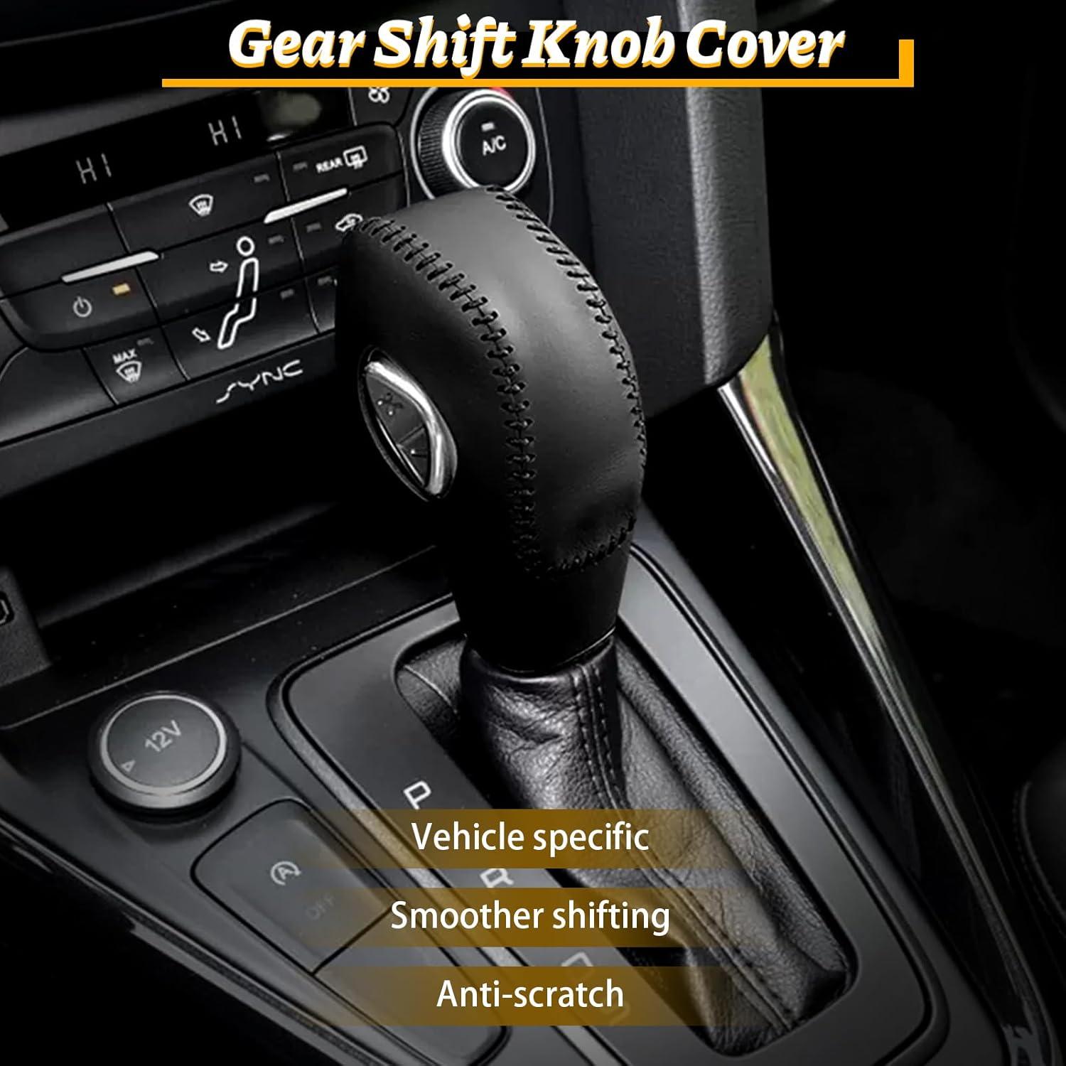 Cubierta de cuero para pomo de palanca Ford KSSZZCO Negro