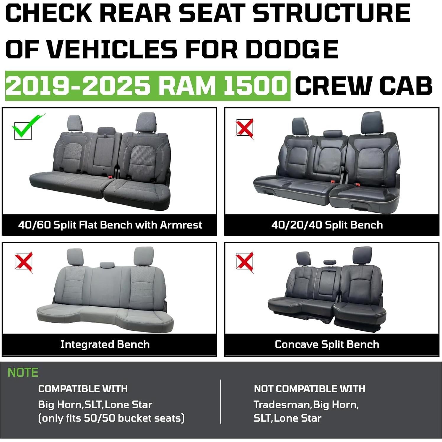 Fundas de Asiento Vidokena para Dodge Ram 1500 2019-2025