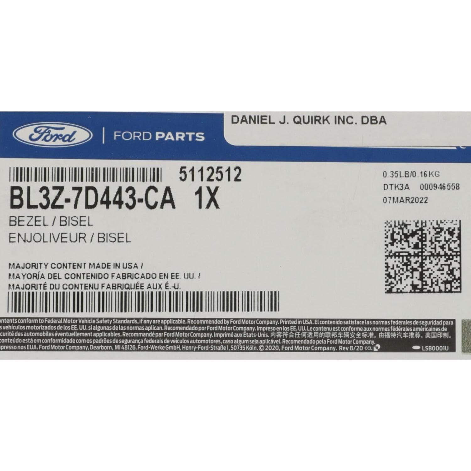 Cubierta Selector Engranajes Ford Raptor 2011-2014 OEM