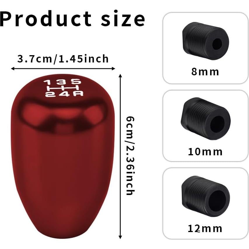 Perilla de Cambio Manual Kutyun 5 Velocidades Rojo Aluminio