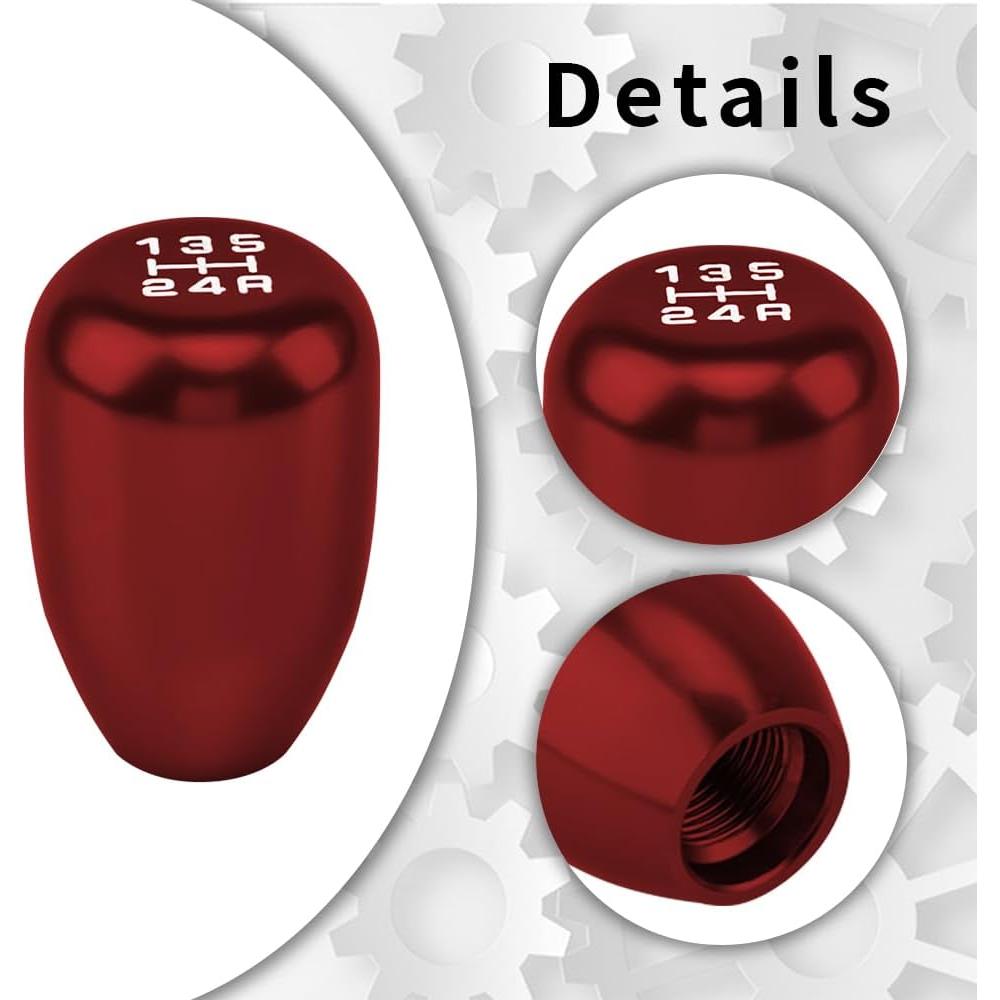 Perilla de Cambio Manual Kutyun 5 Velocidades Rojo Aluminio