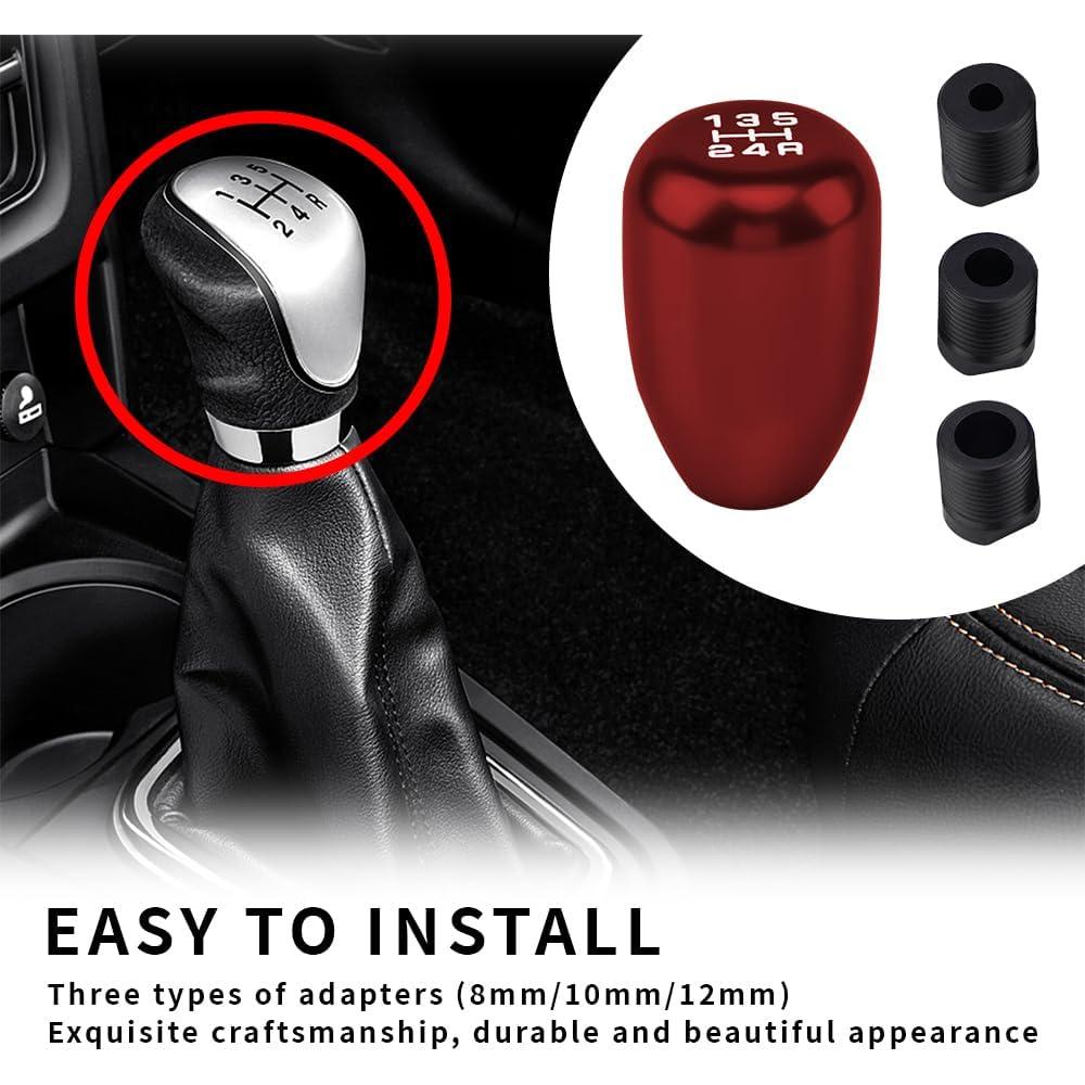 Perilla de Cambio Manual Kutyun 5 Velocidades Rojo Aluminio