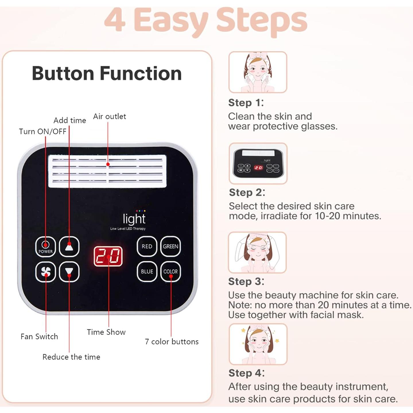 Máscara LED Terapia de Luz Roja 7 en 1 JY-A025 para Piel
