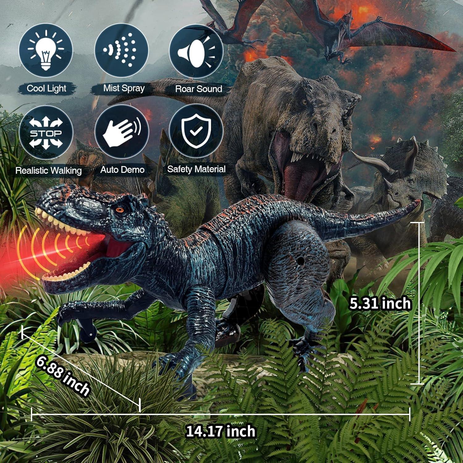 Robot Dinosaurio T-Rex Control Remoto Sunrad 26.9cm Luz Rugido