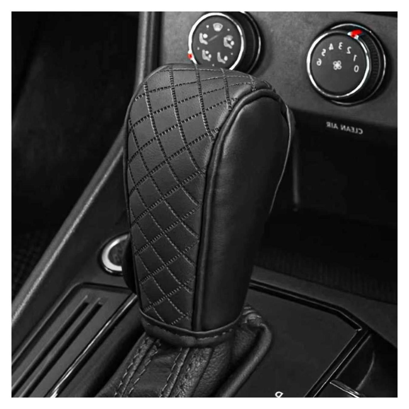 Cubierta de pomo de cambio de cuero KUQUTIDY negra antideslizante