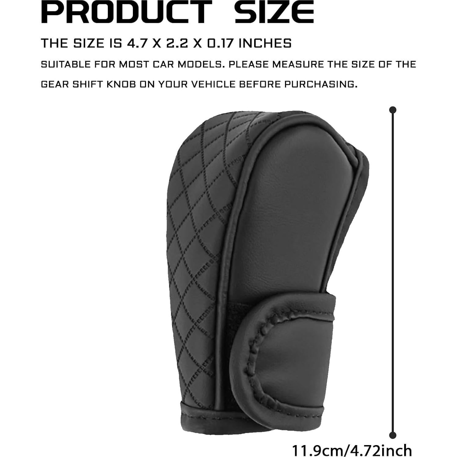 Cubierta de pomo de cambio de cuero KUQUTIDY negra antideslizante