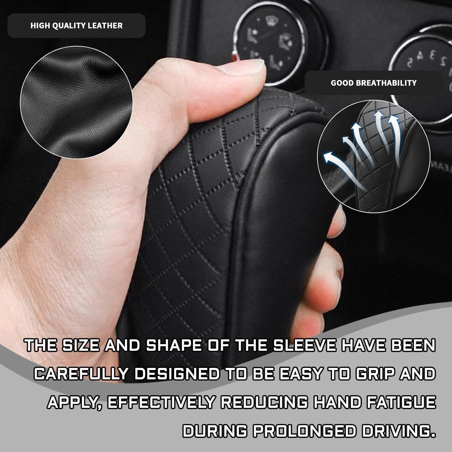 Cubierta de pomo de cambio de cuero KUQUTIDY negra antideslizante