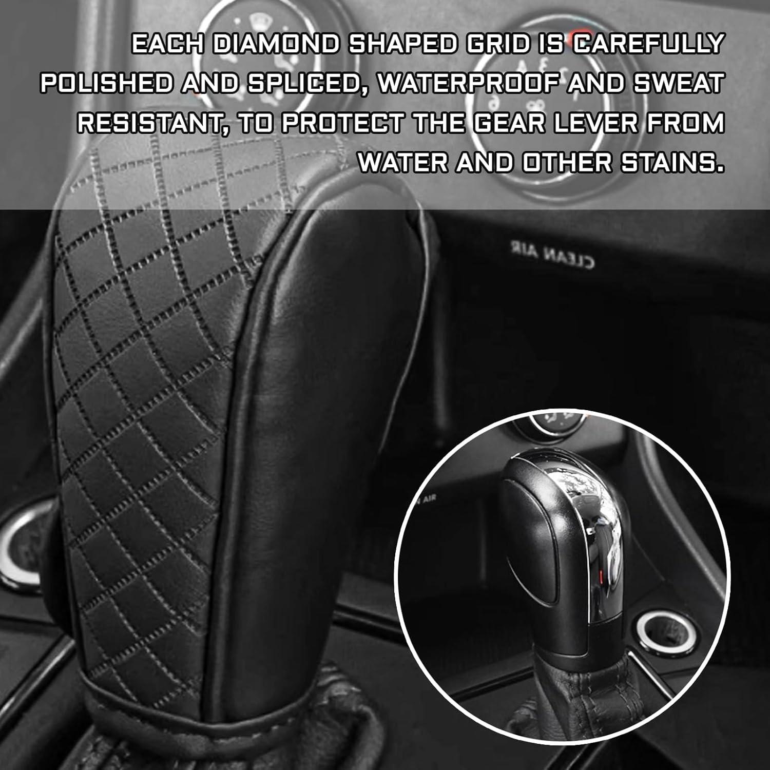 Cubierta de pomo de cambio de cuero KUQUTIDY negra antideslizante