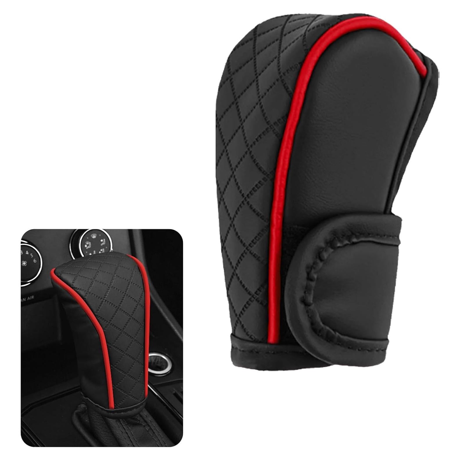 Cubierta de pomo de palanca de cambios HHZL Eco-Cuero Negro/Rojo