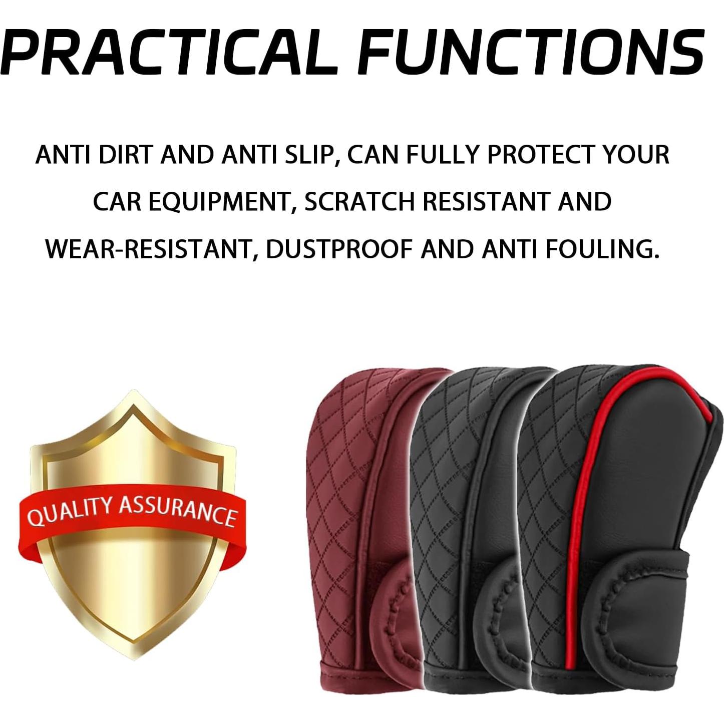 Cubierta de pomo de palanca de cambios HHZL Eco-Cuero Negro/Rojo