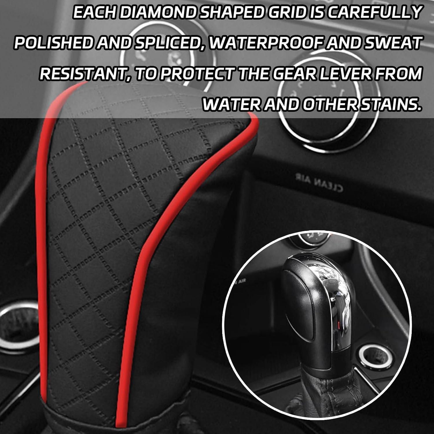 Cubierta de pomo de palanca de cambios HHZL Eco-Cuero Negro/Rojo