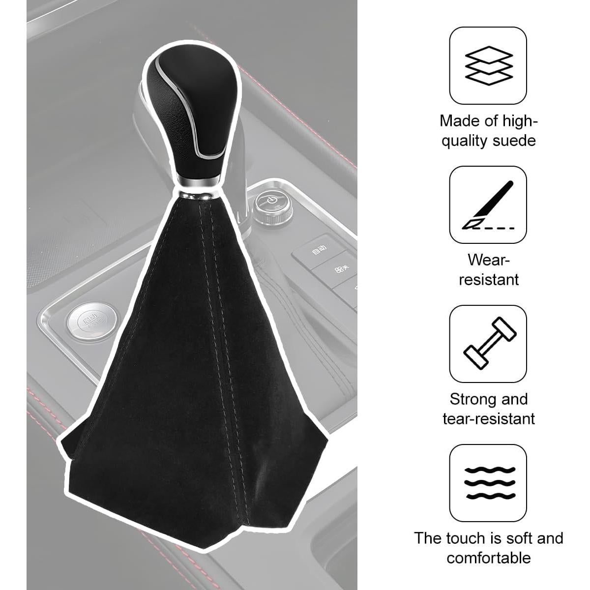 Cubierta de Botón de Cambio Ywdiml - Cuero Suede Negro Universal