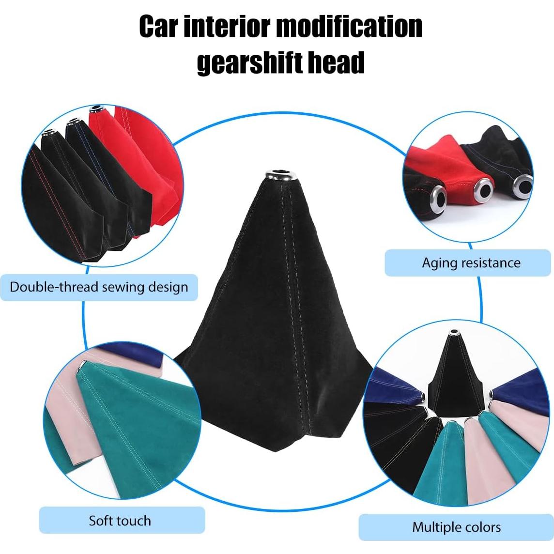 Cubierta de Botón de Cambio Ywdiml - Cuero Suede Negro Universal