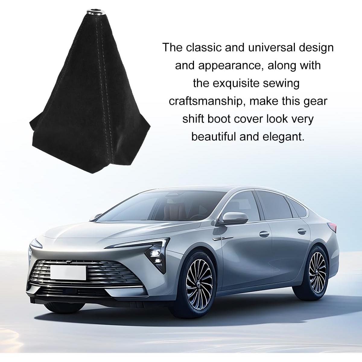 Cubierta de Botón de Cambio Ywdiml - Cuero Suede Negro Universal