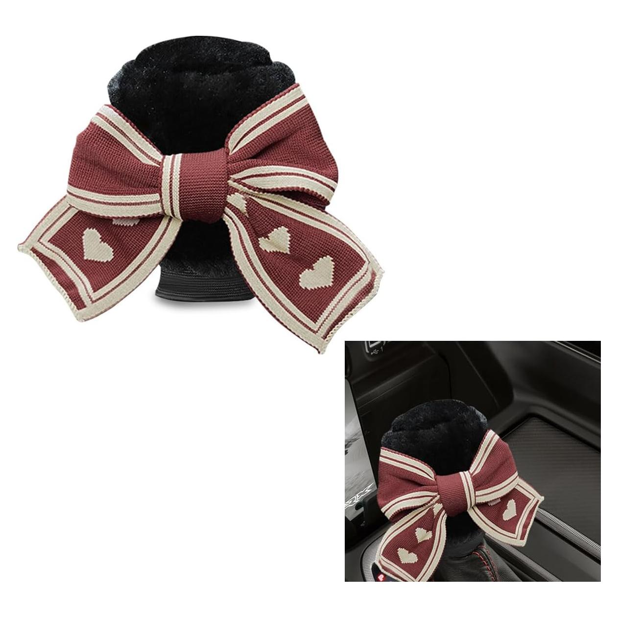 Cubierta de Pomo de Cambio LHDOS Felpa Corazón Rojo