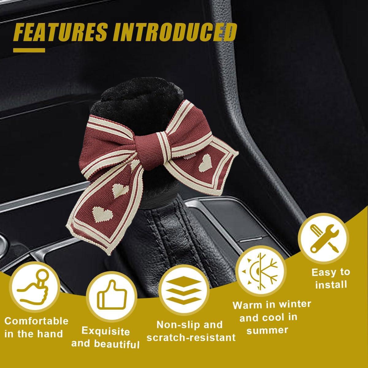 Cubierta de Pomo de Cambio LHDOS Felpa Corazón Rojo