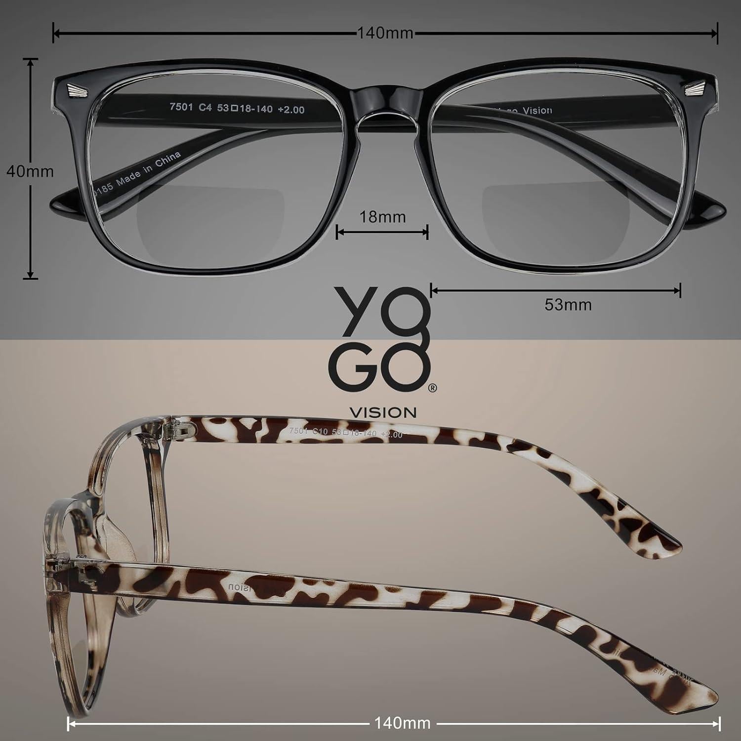 Gafas de lectura bifocales Yogo Vision 3 colores 1.5x