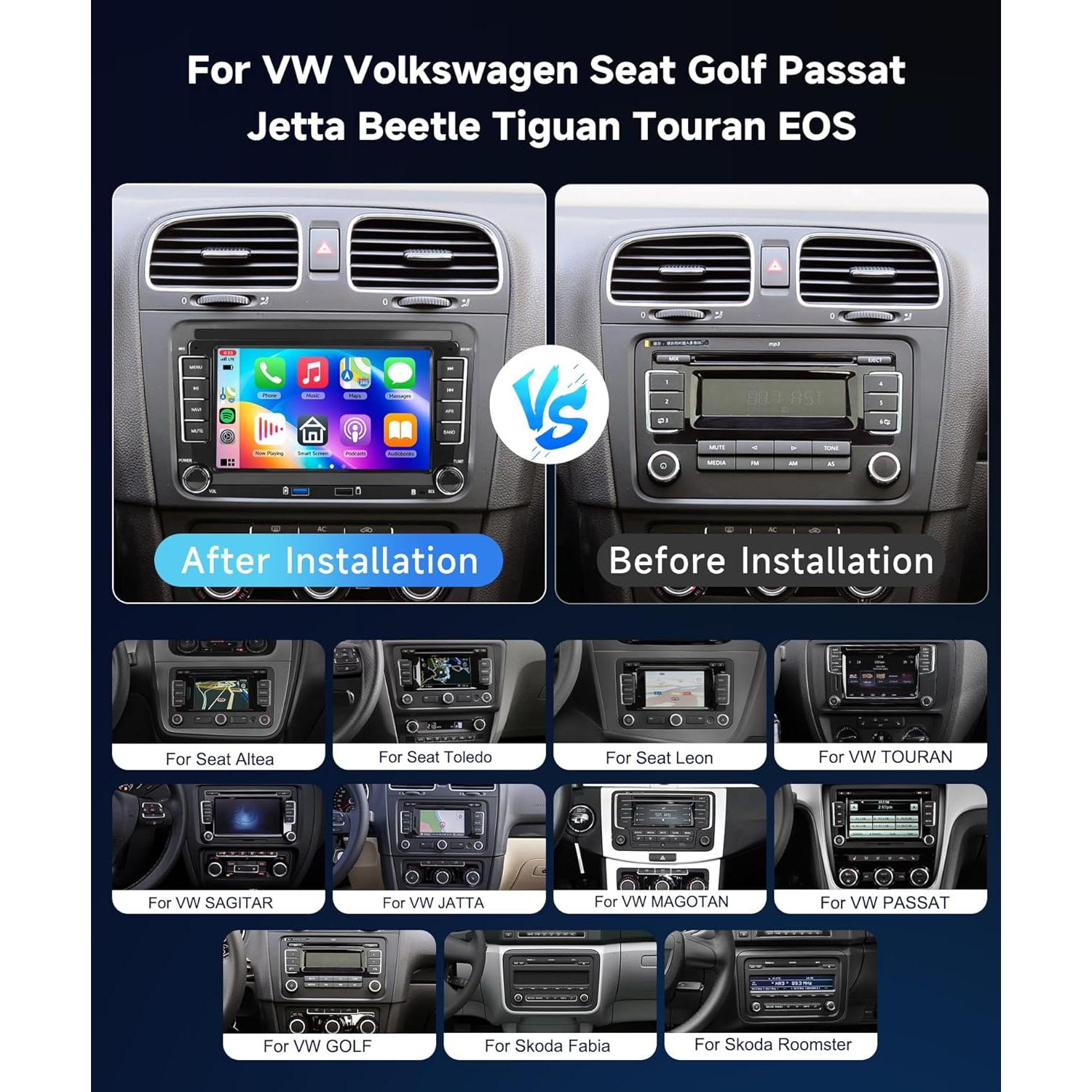 Estéreo de Coche Android 7" 2+64G para VW Jetta Golf Passat